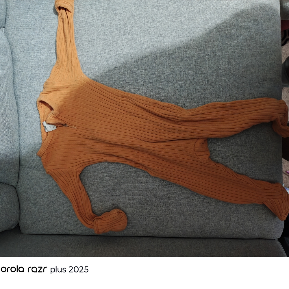 Orange Ribbed Baby Onesie